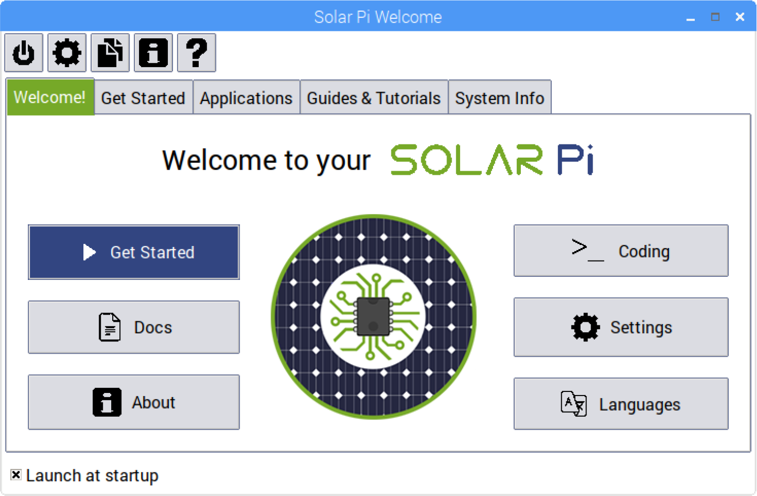 The Solar Pi Welcome application